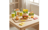 Stackable Wooden Burger Toy Smooth Edges Wooden Hamburger Toy Cartoon-Style Pretend-Play Burger Colorful for Early Learning