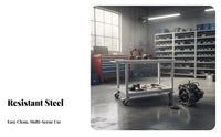 High Load Capacity Mobile Workbench Resistant Rolling Tool Table Easy to Clean Rolling Work Table for Warehouse Workers, DIY Enthusiasts, Factory, Repair Shop, Laboratory, Commercial Kitchen