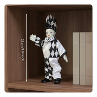 Porcelain Clown Doll Handmade Harlequin Clown Figure Collectible Harlequin Figure for Collectors