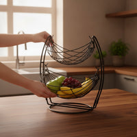 Sturdy Two-Tier Fruit Basket Stable Two Tier Fruit Basket Modern Easy to Clean for Dining Table
