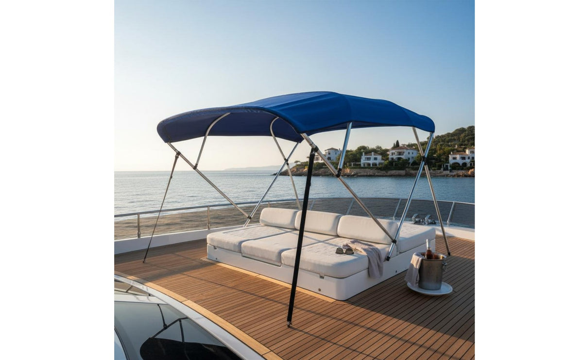 Protection Bimini Top Rustproof Frame Boat Sunshade Canopy Long-Lasting Construction Boat Sun Shade Adjustable Poles for Cruising