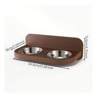 Pet Feeding Station with Stainless Steel Bowls Wall Mounted Pet Feeder