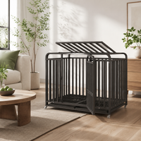 OVERSIZED-LARGE Black Square Tube Dog Crate, Heavy Duty Steel Dog Cage with Removable Tray, 125x95x110cm for Very Large Dogs