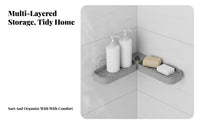 DrillDrilldrillless Installation Rotating Corner Organizer No Drilling Required Rotating Shelf Organizer Foldable Design Bathroom Accessory 180-Degree Rotation for Renters, Homeowners, Students, Kitchen, Dorm Room
