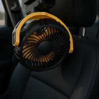 900-Degree Adjustable Rechargeable Clamp-on Fan 3-Speed Clamp-on Car Fan Pivoting Head Cooling Gadget Cordless