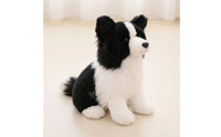 Realistic Border Collie Stuffed Stuffed Animal Lifelike Border Collie Stuffed Animal Soft Stuffed Toy with Faux Fiber Flossy for Dog Lovers, Kids, Toddlers, Playroom, Bedroom, Nursery
