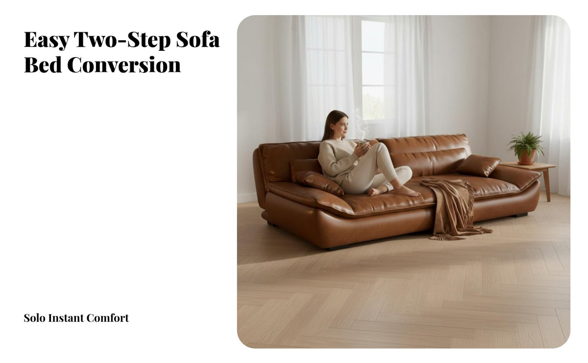 transformable Loveseat Bed Multi-Functional Boat-Shaped Futon Bed Foldable Sleeper Sofa for Apartment Dwellers, Young Adults, Small Spaces, Office