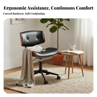 Height Adjustable Upholstered Wood-Frame Task Chair Ergonomic Design Upholstered Bentwood caster luxuriously padded padding pivoting Seat Tilting Function for telecommuting Workers, Students, Study Room, Workspace, Bedroom