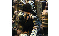 Weathered Finish Robot Aquarium Ornament Bronze and Gray Tones Industrial Aquarium Decoration Tall Vertical Structure Resin Aquatic Aquarium Ornament Detailed Sculpted Surface