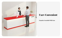 Modern Front Desk Reception Counter Cashier Desk Sturdy Construction Spacious Storage Simple Design Suitable for Company Business Owners Boutique Retail Store Lobby