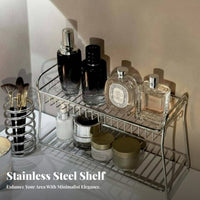 2-Tier Bathroom organizer Space Saving 2-Tier Wire Basket Shelf Sturdy Construction