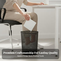 Metal Mesh Trash Can Anti-Rust Wire Mesh Wastebasket Round Uncovered Top Garbage Bin Large Capacity Round Metal Garbage Bin