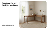 Corner Desk with Hutch Built-in Drawers L-Shaped Desk with Hutch Vintage aesthetic Office Furniture for Students, Professionals, Bedroom, Study Room
