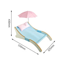 Breathable Mesh Pet Canopy Chair Wooden-Style Frame Pet Lounging Chair Plaid Pillow Pet Furniture