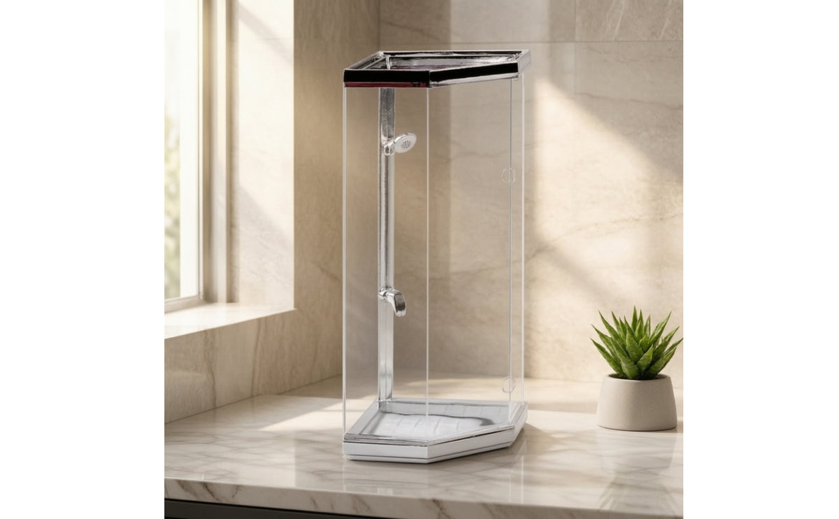 Miniature Shower Room Transparent Diorama Shower Geometric Sand Table Model for Design Professionals, Architectural Models