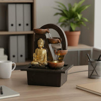 Tabletop Buddha Water Feature Decorative Ornament Buddha Water Feature Resin Material Home Decor for Office