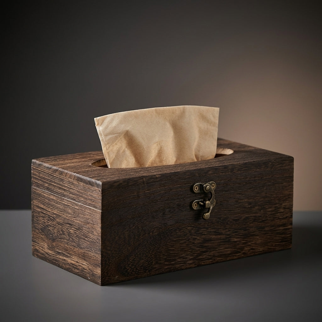 Tissue Box for Bedroom Decor and Bathroom Decor, Wooden Tissue Box Holder with Hinged Latch, Rectangular Paper Holder for Home Office, Wood
