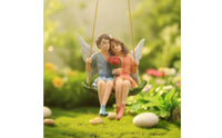 Fairy Couple on Swing Whimsical Fairy on Swing Ornament Hanging Garden Ornament Balcony Romantic for Gardeners, Planter