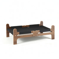 Wooden Pet Bed with Textile Breathable Elevated Pet Cot Scratch-Resistant
