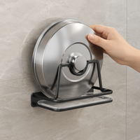 Kitchen Organiser Pot Lid Holder, Wall Mounted No-Drill Cutting Board Rack, Matte Finish Pan Lid Organiser for Busy Cooks