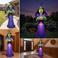 Giant Halloween Inflatable Witch Outdoor Halloween Inflatable Decoration with LED Lights Lighted Spooky for Homeowners