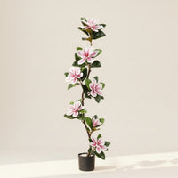 Artificial Magnolia Tree Decorative Faux Potted Plant Stable Artificial Plant with Planter Pot for Living Room, Office
