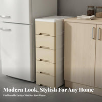 With Wheels Narrow Space Cabinet Effortless-Glide Drawers Multi-Layer Plastic Drawer Organizer Sturdy Construction Narrow Plastic Organizer Strong Load-Bearing for Homeowners, Renters, Students, Kitchen, Small Areas, Bathroom, Laundry Room