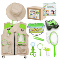 9 Pieces Kids Explorer Vest and Hat Hands-On Activity Children's Outdoor Adventure Digital Display Fun Children's Kit for Camping, Hiking