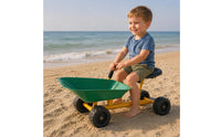 Wheelbarrow-Style Sand Cart Treaded Wheels Four-Wheel Sand Cart Black Seat Play Vehicle for Children