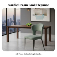 Nordic Design Curved spinerest Side Chair Modern design Dining Seat Soft Upholstery Home Furnishing firm support Foam padding for Homeowners, Interior Decorators, Adults, Living Room, Kitchen, Bedroom
