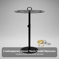Holds 45+ Medals Adjustable Medal Display Stand No-Drill Installation Adjustable Height Medal Stand Polished Finish for Athletes, Award Room