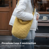 Autumn Winter Design Fuzzy Shoulder Bag Large Capacity Soft Shoulder Bag Cute for Young Adults, Teenagers, Daily Use, Casual Outings, School