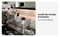 Rectangular Vanity Tray Transparent Textured Vanity Tray Multi-Purpose