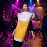 Beer Mug Costume Foam-Frothy-Looking Top Beer Glass Costume Printed Bubbles Performance Wear for Adults