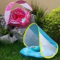 Baby Swim Buoyant Device with Canopy Foldable Young Child Swim Loop Long-Lasting