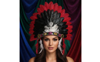Theatrical Feather Headpiece with Beaded Headband Feathered Feather Headdress Layered Costume Headdress One Size for Performers, Dance Shows