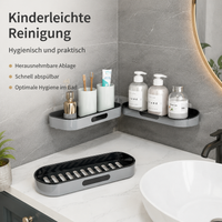 Foldable corner shelf for shower and bathroom, self-adhesive spice shelf kitchen, modern kitchen organizer without drilling, 1-tier