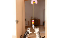Interactive Door Hanging Cat Toy Hands-Unattended Retractable Cat Toy Elastic Replaceable for Apartments