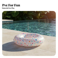 Inflatable Swim Donut PVC Patterned Pool Tube Colorful Pattern Inflatable Pool Tube for Teens, Adults, Beach, Vacation, Lake