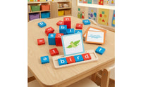 Kindergarten Wooden Blocks Spelling Game Interactive Word Spelling Game Basic Words Word Building Toy Tactile for Preschoolers, Homeschool, Classroom, Playroom