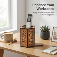 Wooden Pen Holder for Desk, Solid Wood Desktop Storage Box, Rectangular Stationery for Students, Customizable Size Available