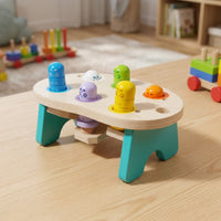 Interactive Wooden Pounding Toy Educational Wooden Toy with Mallet Hands-on Whack-Apeg Game Sturdy for Classroom