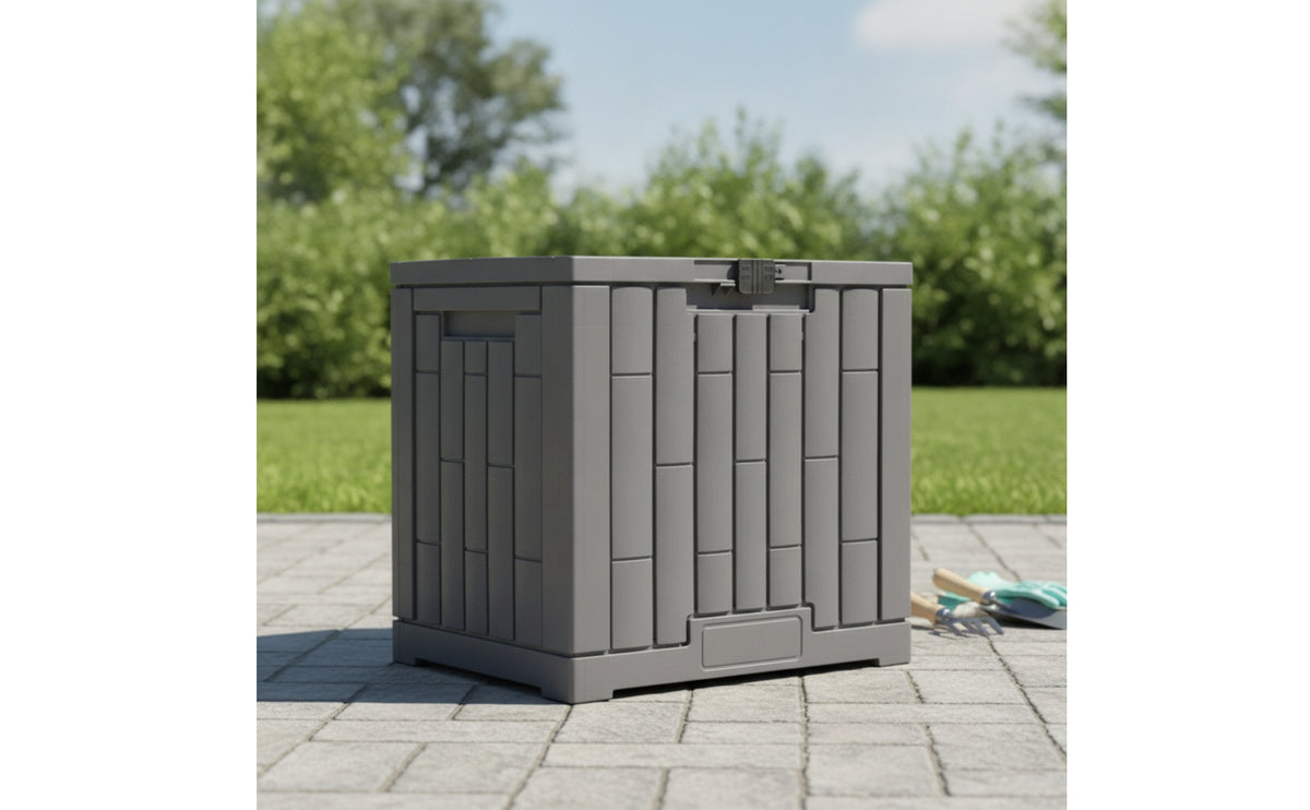 Outdoor Storage Box Resin Storage Box with Hinged Lid Sturdy Furniture for Backyard