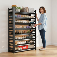 Space-Saving Design Multi-Tier Shoe Rack Large Capacity Carbon Steel Utility Rack Easy Assembly Shelving Unit Adjustable Shelves for Garage