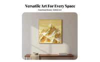 High Quality Print Golden Mountain Painting Inspiring Nature Scenery Golden Mountain Wall Art Ready to Hang Gold Summit Canvas Picture Aluminum Alloy Frame for New Homeowners, Interior Designers, Office Workers, Entrance Hall, Living Room, Hallway