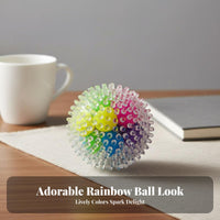 TPR Pressure Relief Sphere Textured Stimulation Rainbow Fruit Sphere Colorful Press Toy Long-Lasting Bouncy for Adults