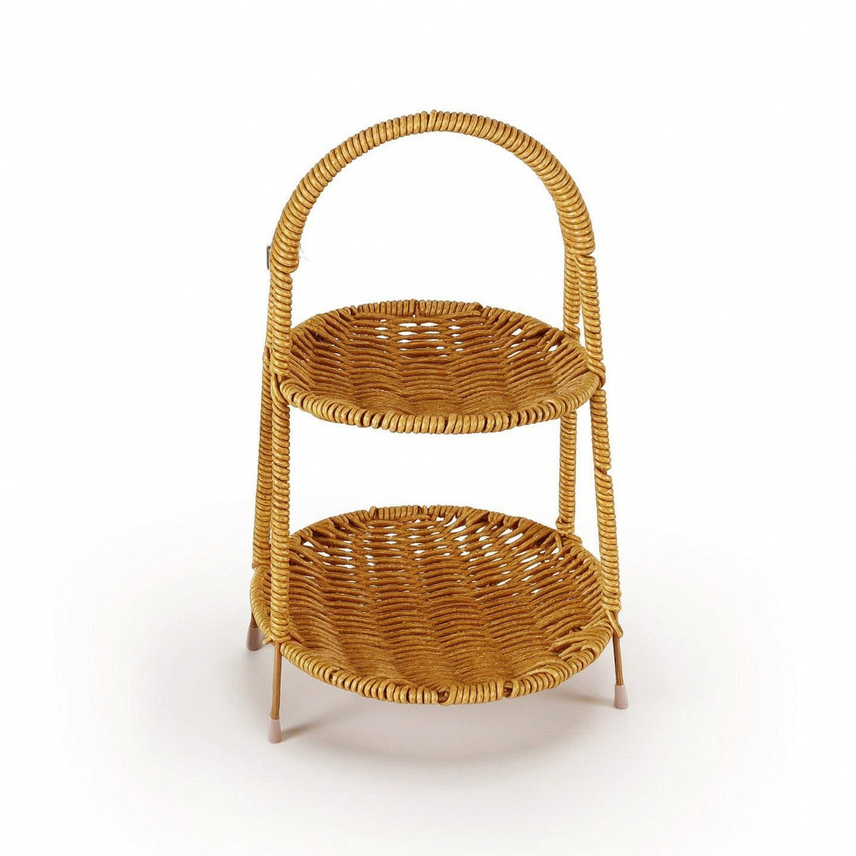 Woven Display Stand Rustic Rattan Style Stand Open-Frame for Kitchen, Homeowners