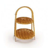 Woven Display Stand Rustic Rattan Style Stand Open-Frame for Kitchen, Homeowners