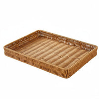 Imitation Rattan Design Round Woven Basket Handwoven Round Woven Bread Basket Straight-Sided Serving Tray adaptable for Interior Decorators, Restaurant Owners, Kitchen, Dining Table, Living Room, Pantry