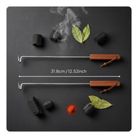 BBQ Meat Hook Hanging Loop Grill Turning Tool Wood Handle Meat Turner for Barbecue Experts, Outdoor